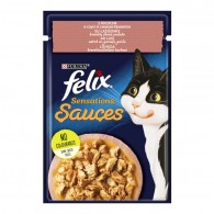 Felix Sensation Sauces (пауч) Консерви для кішок з лососем у соусі та смаком креветок