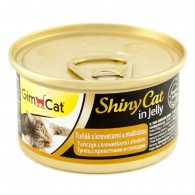 GimCat ShinyCat in jelly Консервы для кошек Тунец с креветками и солодом в желе